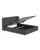 Lit coffre en Velours Lucia avec sommier et tête de lit gris - 212x170x90 cm