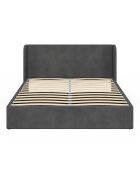 Lit coffre en Velours Lucia avec sommier et tête de lit gris - 212x170x90 cm