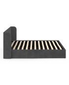 Lit coffre en Velours Lucia avec sommier et tête de lit gris - 212x170x90 cm