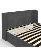 Lit coffre en Velours Lucia avec sommier et tête de lit gris - 212x170x90 cm