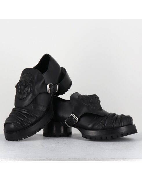 Derbies en Cuir lion noires - Talon : 9.5cm