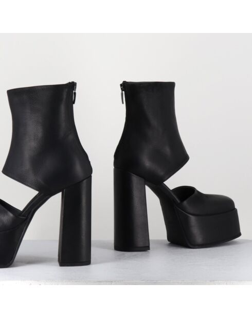 Open Boots en Cuir 3760 noires - Talon : 13cm