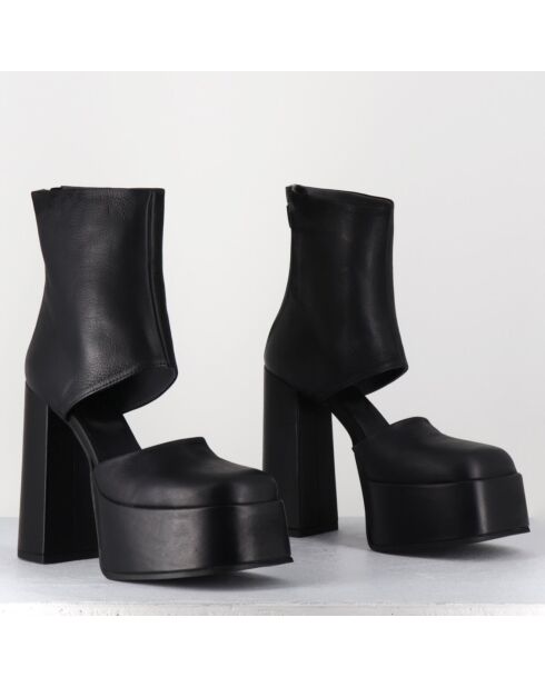 Open Boots en Cuir 3760 noires - Talon : 13cm