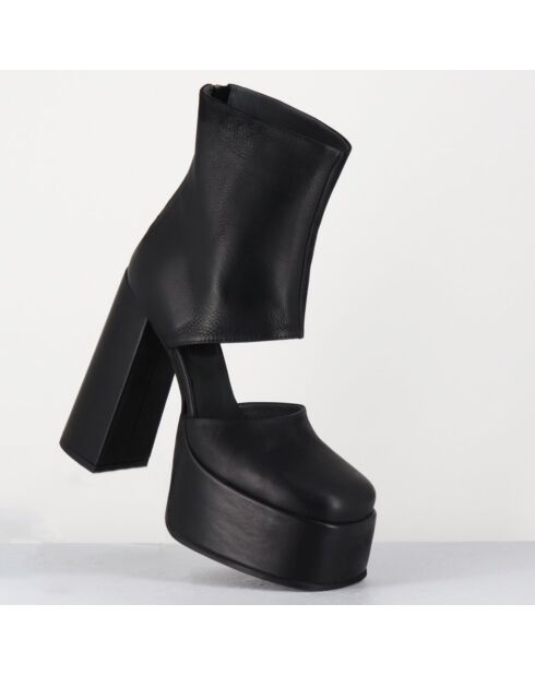 Open Boots en Cuir 3760 noires - Talon : 13cm