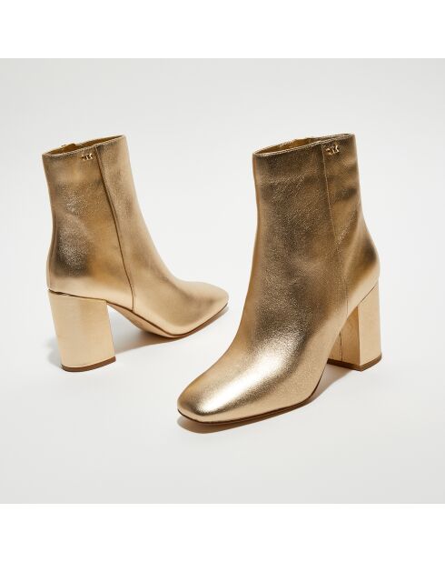 Bottines en Cuir Perla dorées - Talon 8.3 cm