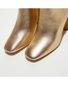 Bottines en Cuir Perla dorées - Talon 8.3 cm