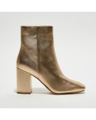 Bottines en Cuir Perla dorées - Talon 8.3 cm