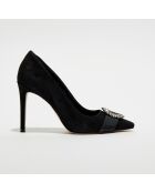 Escarpins en Velours de Cuir Viola Pump noirs - Talon 9 cm