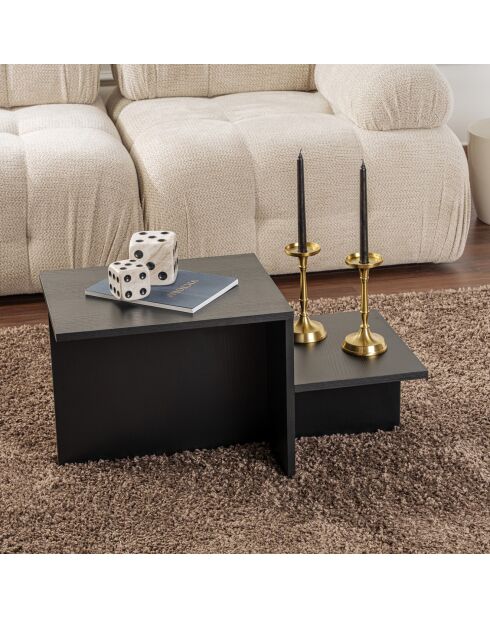 Table basse Harmony bois noir - 80x40x40 cm