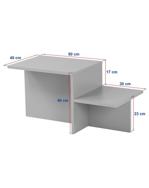 Table basse Harmony grise - 80x40x40 cm