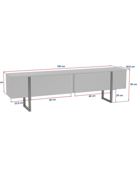 Meuble TV Serenity gris/noir - 180x50x29.5 cm