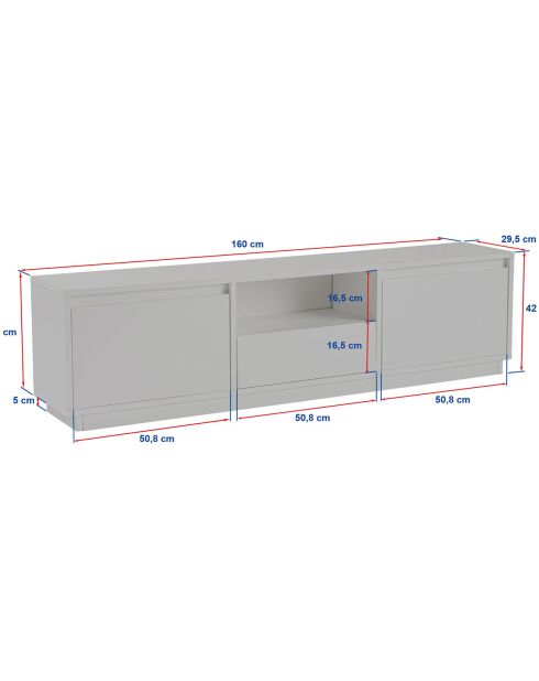 Meuble TV Vanguard gris - 160x42x29.5 cm
