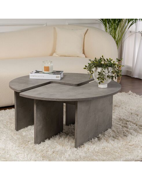Table basse Moira gris béton - Ø90x41 cm
