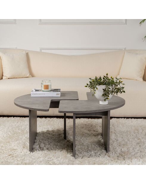 Table basse Moira gris béton - Ø90x41 cm