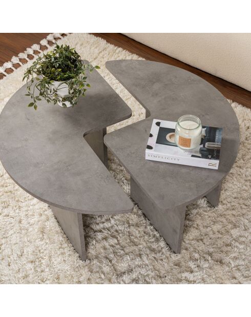 Table basse Moira gris béton - Ø90x41 cm