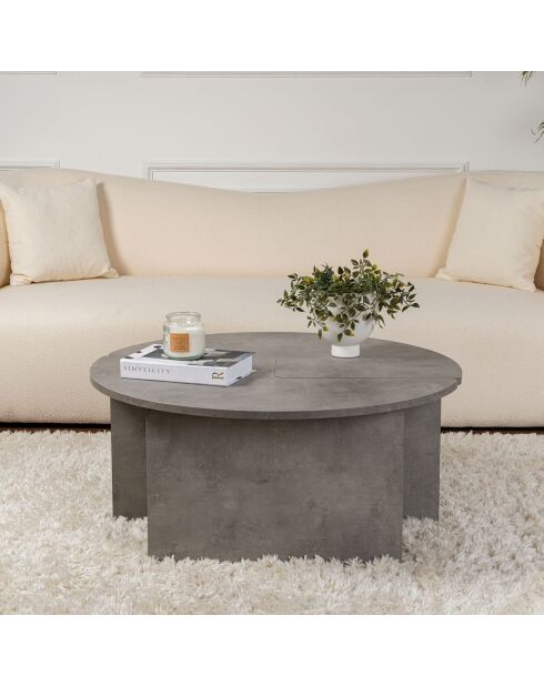 Table basse Moira gris béton - Ø90x41 cm