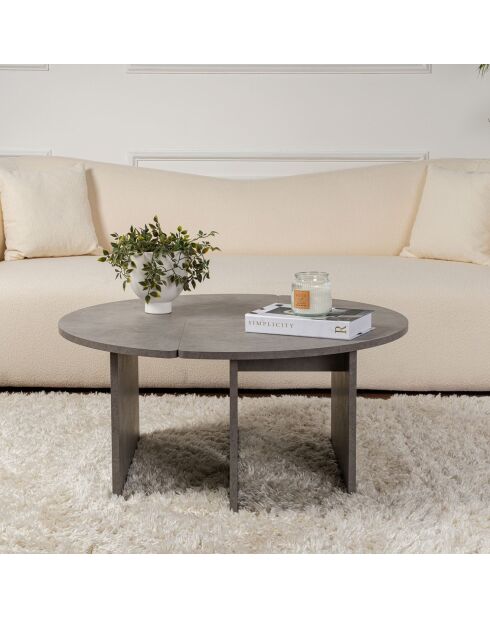 Table basse Moira gris béton - Ø90x41 cm