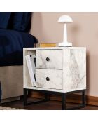 Mesita de noche Glimmer mármol fresia/negro - 45,2x50x29,5 cm