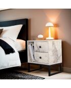 Mesita de noche Glimmer mármol fresia/negro - 45,2x50x29,5 cm