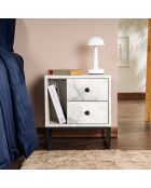 Mesita de noche Glimmer mármol fresia/negro - 45,2x50x29,5 cm