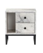 Mesita de noche Glimmer mármol fresia/negro - 45,2x50x29,5 cm