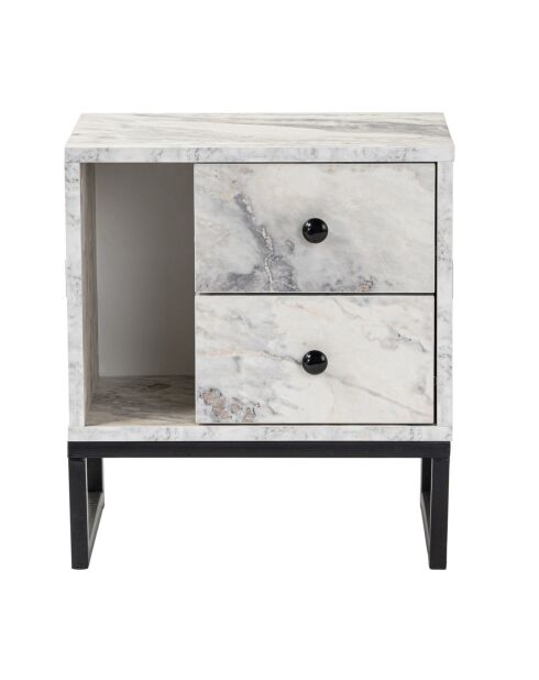 Table de chevet Glimmer marbre freesia/noir - 45.2x50x29.5 cm