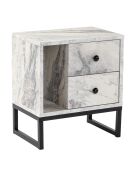 Mesita de noche Glimmer mármol fresia/negro - 45,2x50x29,5 cm