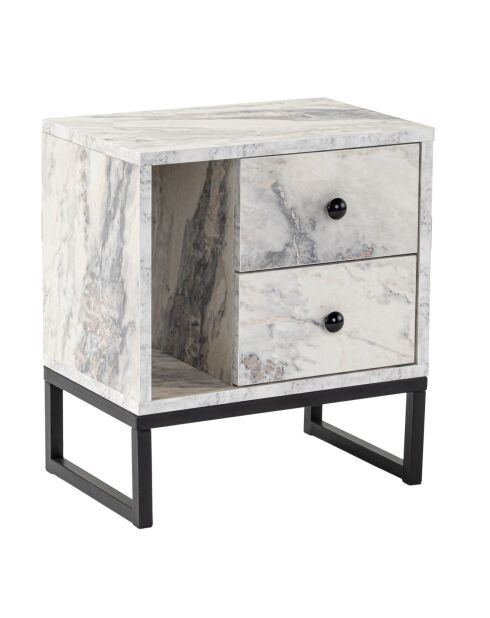 Table de chevet Glimmer marbre freesia/noir - 45.2x50x29.5 cm