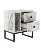 Mesita de noche Glimmer mármol fresia/negro - 45,2x50x29,5 cm