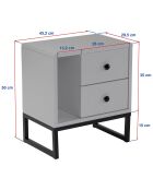 Mesita de noche Glimmer mármol fresia/negro - 45,2x50x29,5 cm