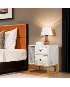 Table de chevet Glimmer marbre freesia/or - 45.2x50x29.5 cm
