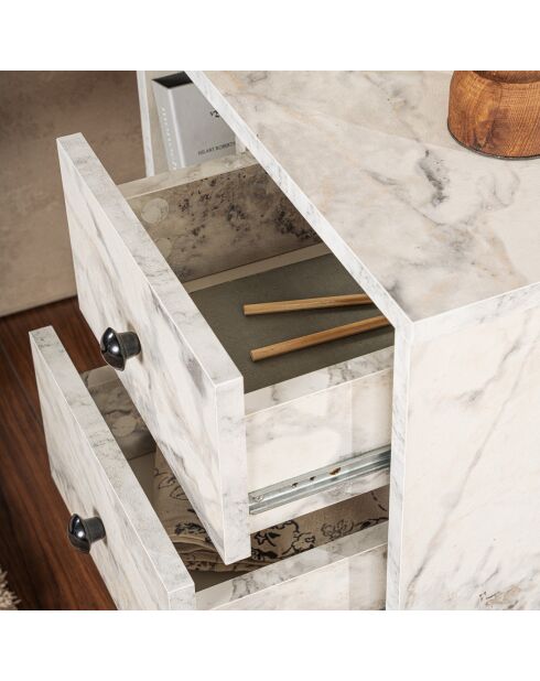 Table de chevet Glimmer marbre freesia/or - 45.2x50x29.5 cm