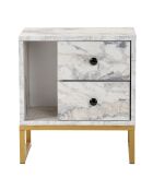 Table de chevet Glimmer marbre freesia/or - 45.2x50x29.5 cm