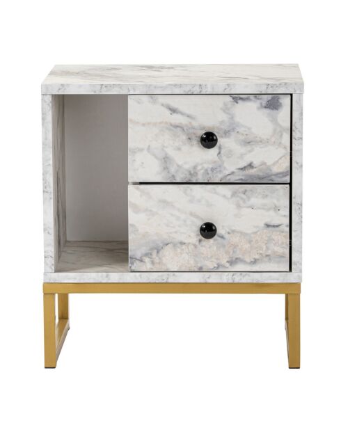 Table de chevet Glimmer marbre freesia/or - 45.2x50x29.5 cm