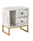 Table de chevet Glimmer marbre freesia/or - 45.2x50x29.5 cm