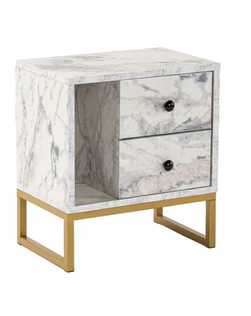 Table de chevet Glimmer marbre freesia/or - 45.2x50x29.5 cm