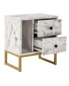 Table de chevet Glimmer marbre freesia/or - 45.2x50x29.5 cm