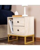 Table de chevet Glimmer travertin/doré - 45.2x50x29.5 cm