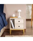 Table de chevet Glimmer travertin/doré - 45.2x50x29.5 cm