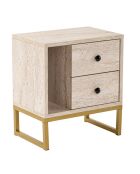 Table de chevet Glimmer travertin/doré - 45.2x50x29.5 cm