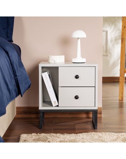 Table de chevet Glimmer gris/noir - 45.2x50x29.5 cm