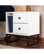 Table de chevet Glimmer blanc/noir - 45.2x50x29.5 cm
