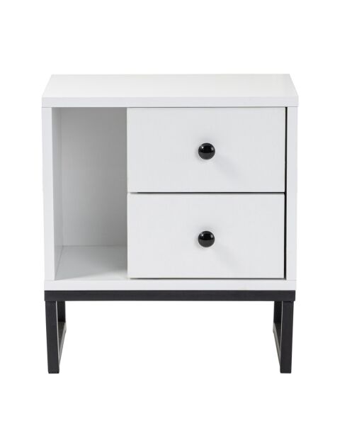 Table de chevet Glimmer blanc/noir - 45.2x50x29.5 cm