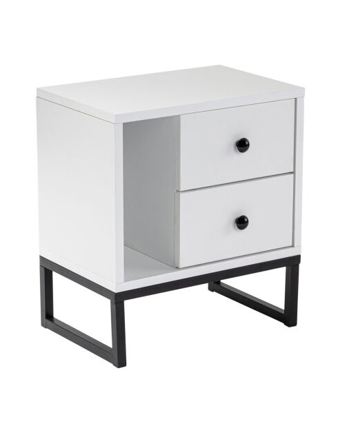 Table de chevet Glimmer blanc/noir - 45.2x50x29.5 cm