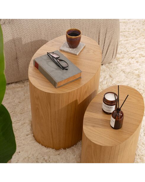 2 Tables d'appoint Elipse chêne