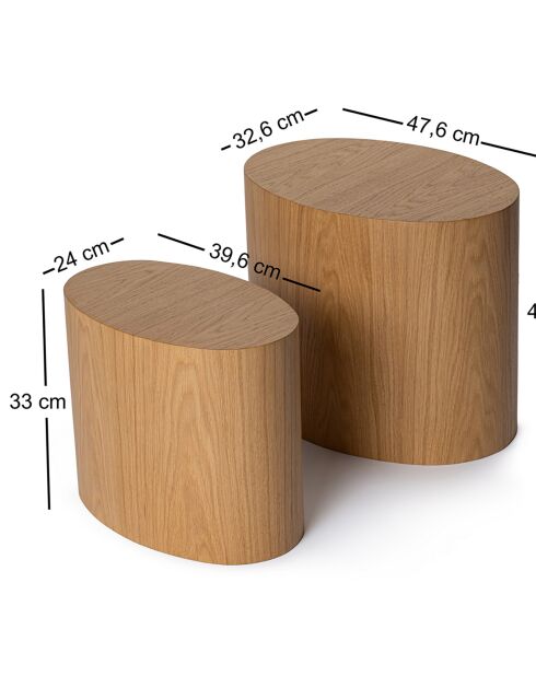 2 Tables d'appoint Elipse chêne