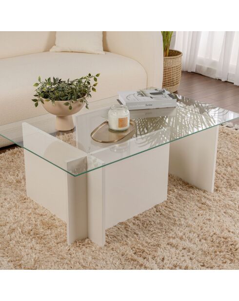 Table basse Vetrino bois blanc - 105x40x65 cm