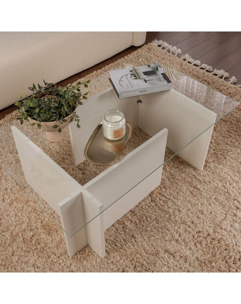 Table basse Vetrino bois blanc - 105x40x65 cm