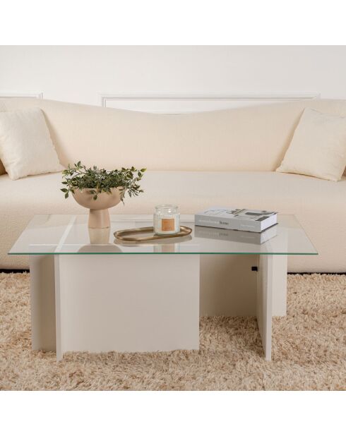 Table basse Vetrino bois blanc - 105x40x65 cm