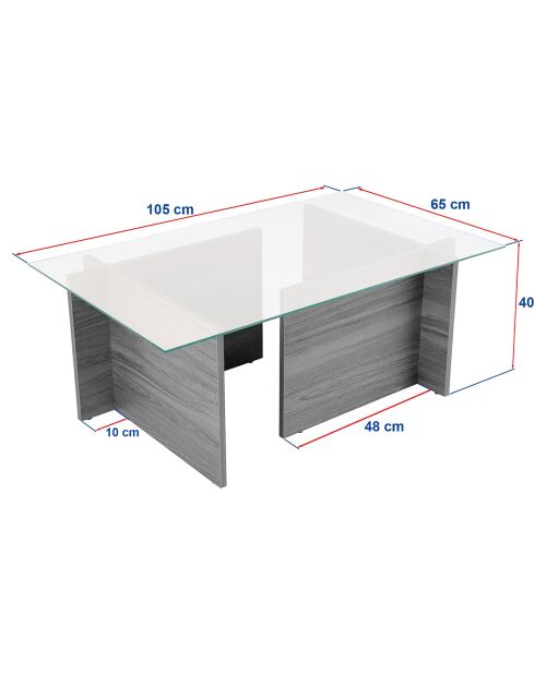 Table basse Vetrino bois blanc - 105x40x65 cm